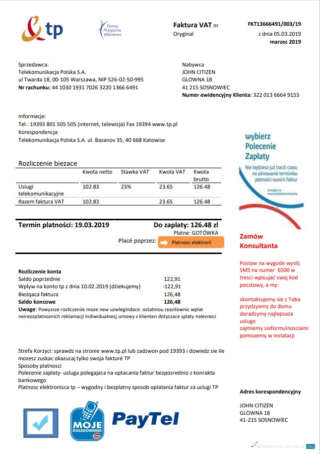 download download Poland TP utility bill template in Word and PDF format PDF template PDF template